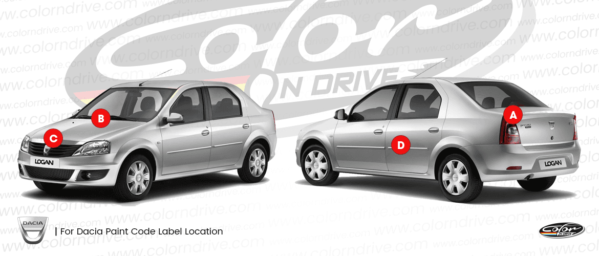 DACIA paint code label location diagram